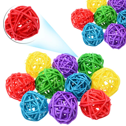 10 pièces/lot multicolore boules de rotin pour perroquets, jouets à mâcher