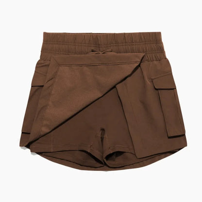 Mini jupe courte décontractée pour femmes, couleur unie, Vintage, taille haute, Cargo, Mini jupe portefeuille, avec poches sur les hanches model 2024