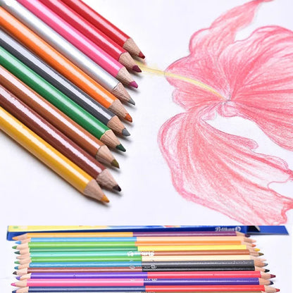 Crayons à Double tête de 24 couleurs pour enfants, dessin professionnel, croquis et Art Pastel