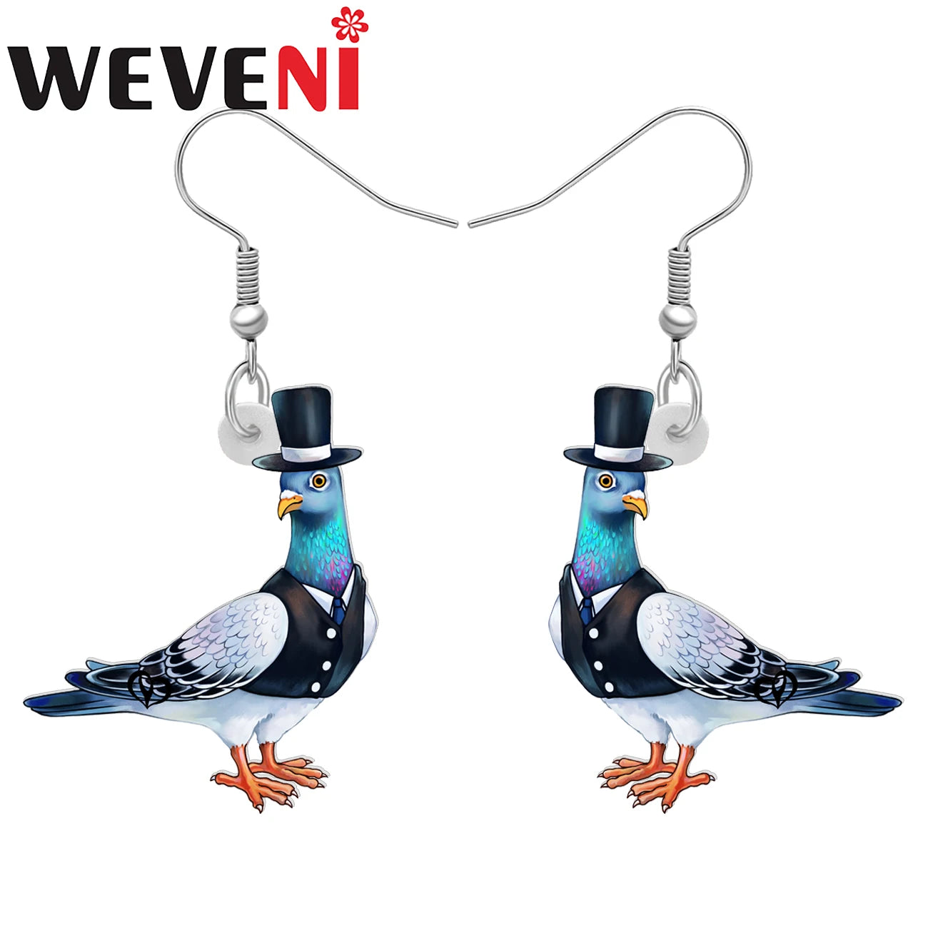 Boucles d'Oreilles Pendantes Pigeon Acrylique