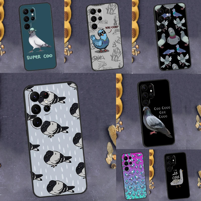 Coque pour Samsung Galaxy S20 FE Note 20 Ultra S8 S9 S10 Note 10 Plus S21 S22 S23 Ultra Motif pigeons colombes oiseaux troupeau animaux