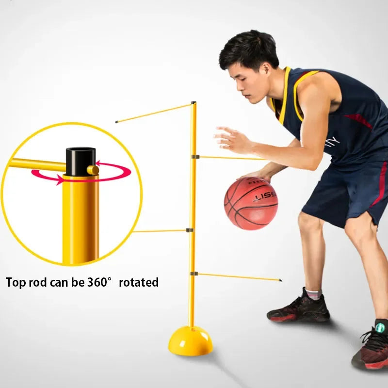 Entraîneur de dribble de basket-ball à réaction Agile, équipement d'entraînement de dribble réglable, tiges d'entraînement pliables faciles à assembler