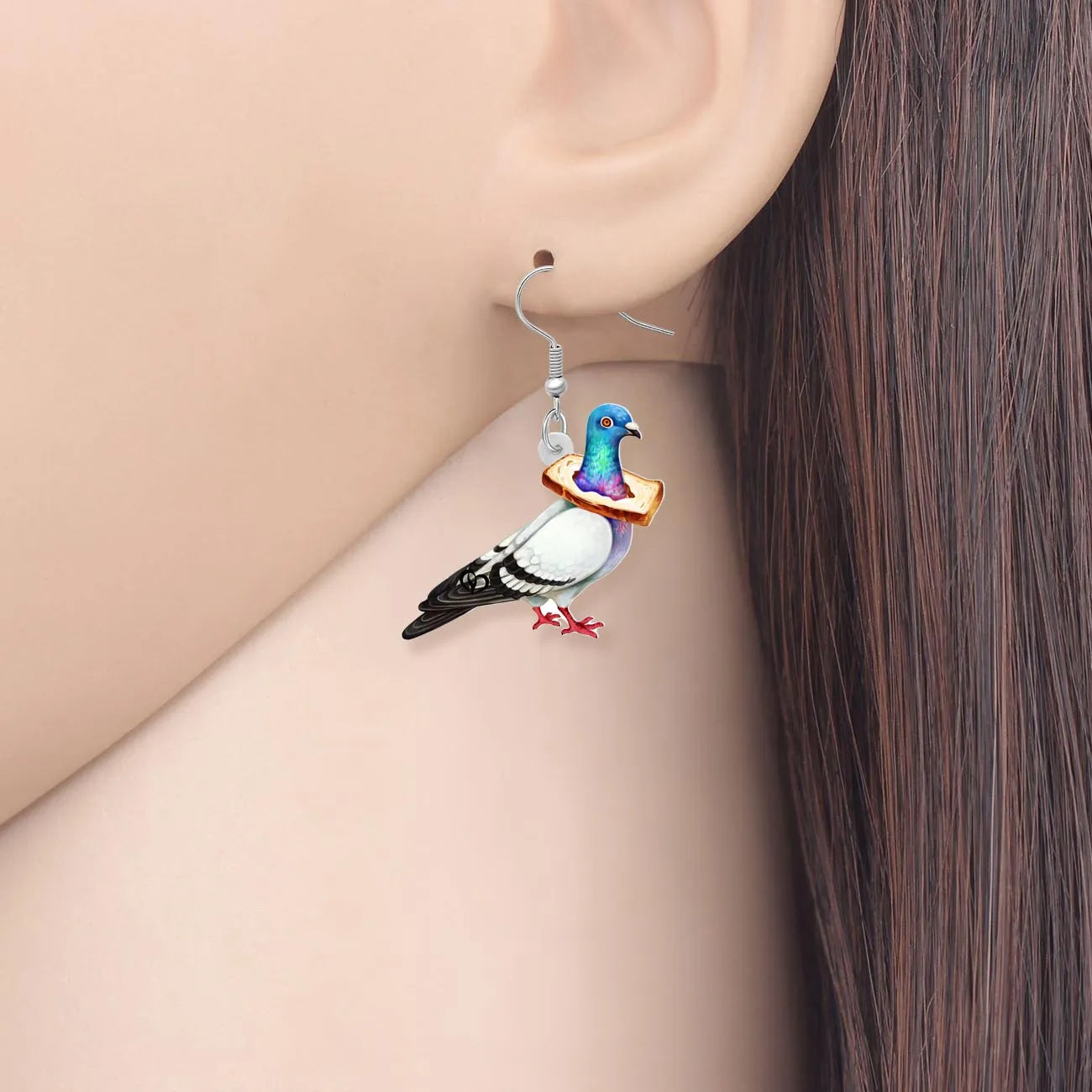 Boucles d'Oreilles Pendantes Pigeon Acrylique