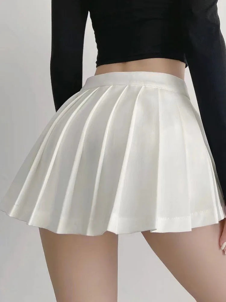 Zoki – jupes plissées, Sexy pour femmes, taille haute, Mini jupes Vintage.