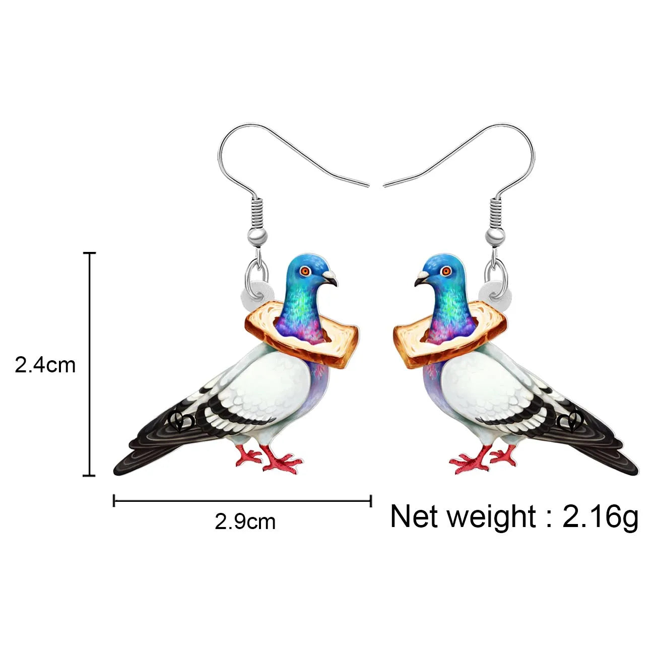 Boucles d'Oreilles Pendantes Pigeon Acrylique