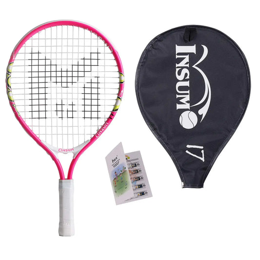 INSUM Raquette de tennis 17 pouces pour enfants de 2 à 4 ans avec sac de couverture Accessoires de sport de tennis