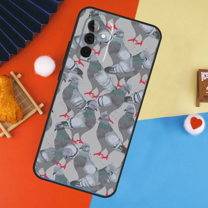 Coque Collage Pigeons Pour Samsung Galaxy A14 A34 A54 A55 A35 A15 A73 A53 A33 A23 A13 A12 A32 A52 A51