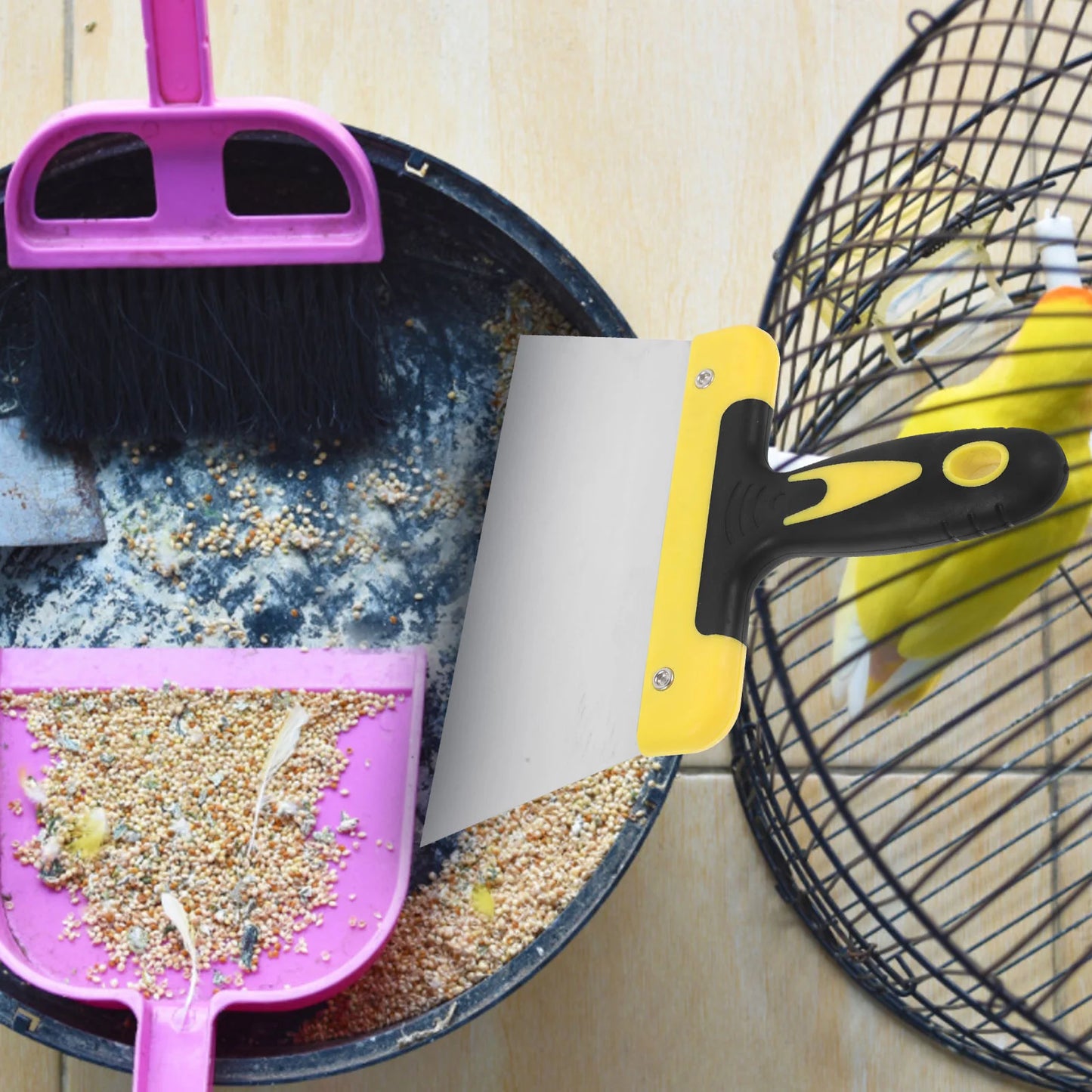 Make bird droppings cleaning chores easier with the Stainless Steel Bird Poop Scraper!