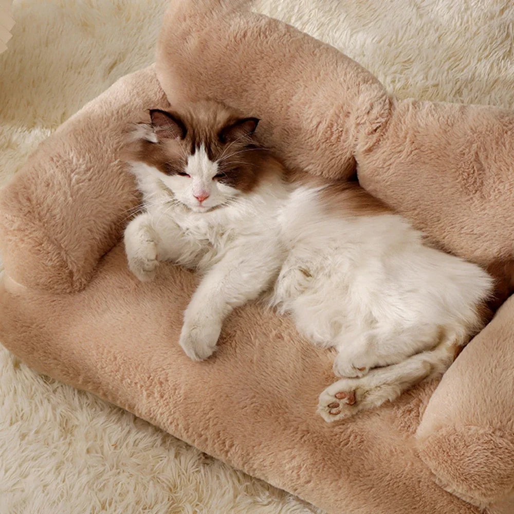 Canapé-lit en mousse, coussin de cou chaud d'hiver, nid pour animaux de compagnie