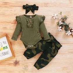 Vêtements de Camouflage pour bébé, tenue 3 pièces filles - Loufdingue.com - Vêtements de Camouflage pour bébé, tenue 3 pièces filles - Loufdingue.com -  -  