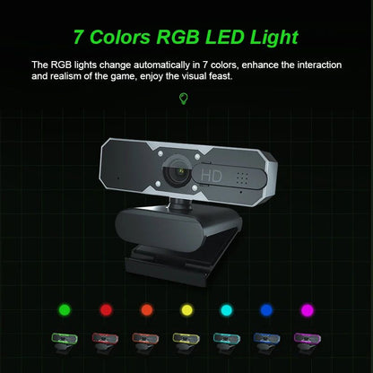 Webcam de jeu avec lumière LED rvb, 1080p, 60fps avec Microphone, 7 couleurs changeantes - Loufdingue.com - Webcam de jeu avec lumière LED rvb, 1080p, 60fps avec Microphone, 7 couleurs changeantes - Loufdingue.com -  -  
