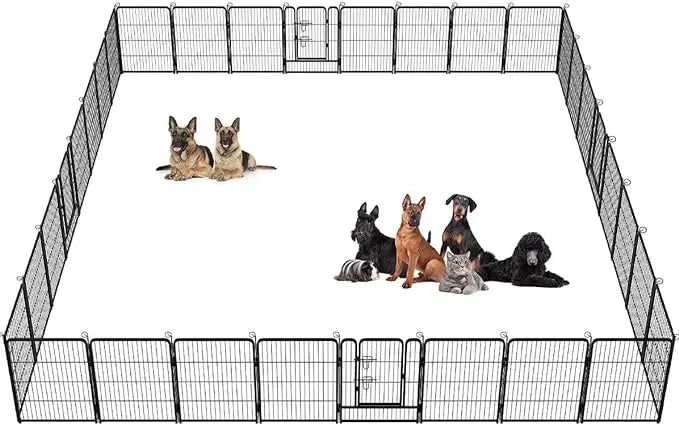 parc pour chiens et chiots, clôture pour chien, 40 pouces de hauteur, 16 panneaux en métal avec portes - Loufdingue.com - parc pour chiens et chiots, clôture pour chien, 40 pouces de hauteur, 16 panneaux en métal avec portes - Loufdingue.com -  -  