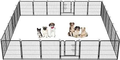 parc pour chiens et chiots, clôture pour chien, 40 pouces de hauteur, 16 panneaux en métal avec portes - Loufdingue.com - parc pour chiens et chiots, clôture pour chien, 40 pouces de hauteur, 16 panneaux en métal avec portes - Loufdingue.com -  -  